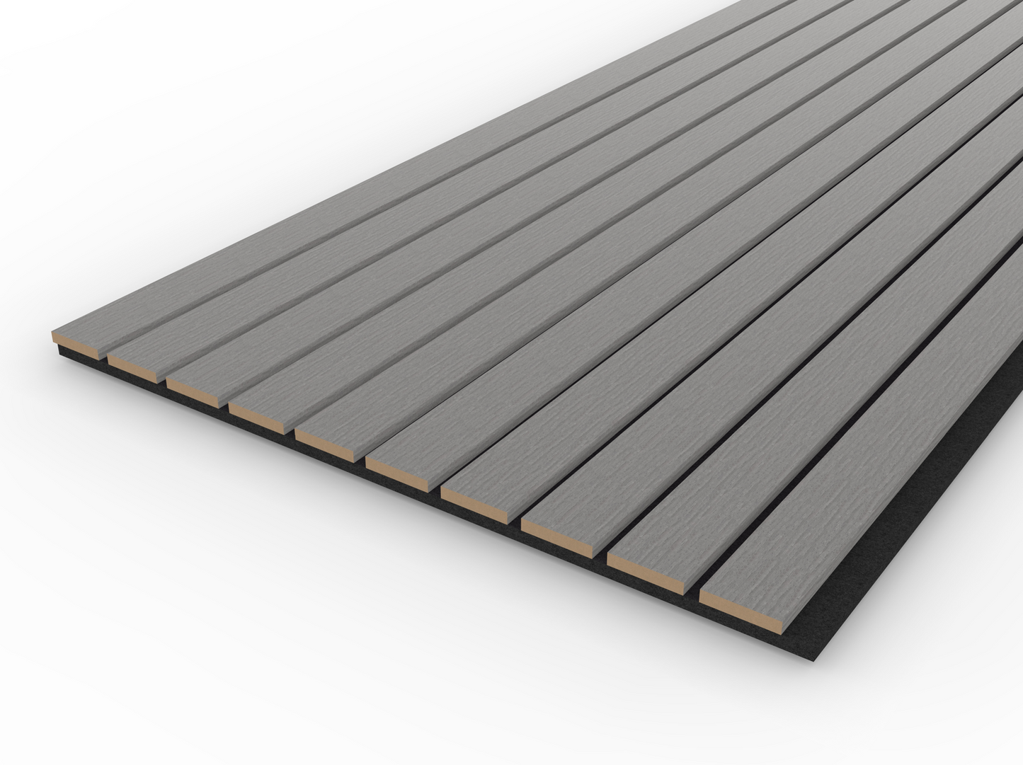 Grey Acoustic Wood Wall Panel Wide Slat - 240x60cm