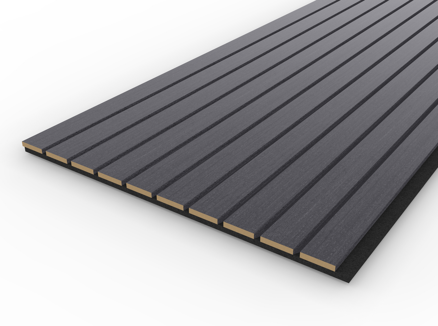 Black Acoustic Wood Wall Panel Wide Slat Sample