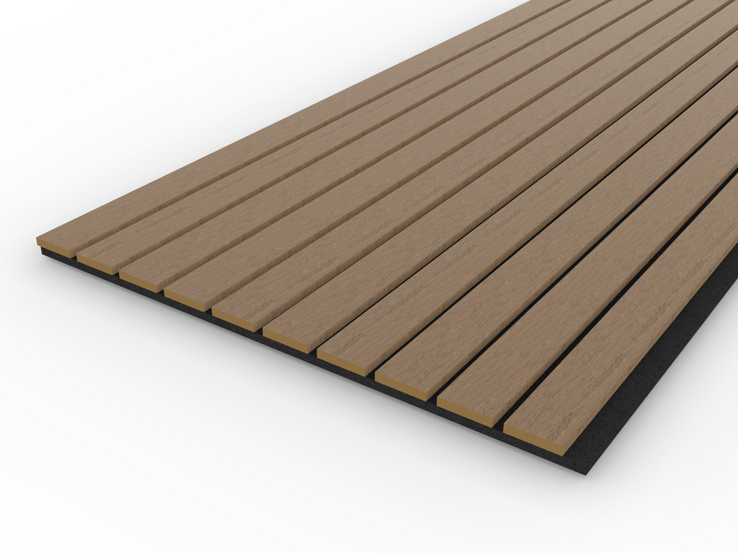 Smoked Oak Acoustic Wood Wall Panel Wide Slat - 240x60cm