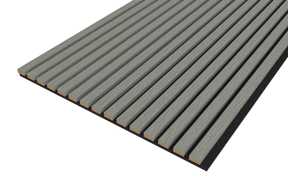 Grey Acoustic Wood Wall Panel Thin Slat  - 240/300x60cm